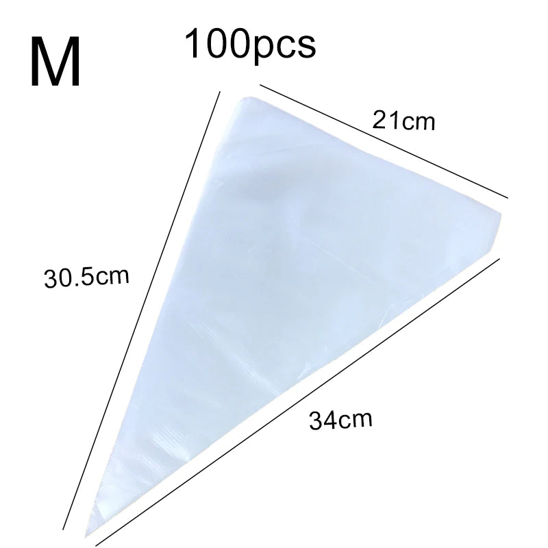 100pcs/lot Disposable Pastry Bag Transparent Plastic Household Kitchen Cake Decoration Cream DIY Tools Cookie Piping Bags TMZ