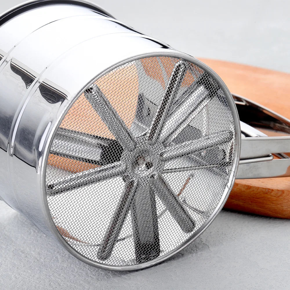 Stainless Steel Hand Press Semi-automatic Sugar Flour Sieve Household Baking Tool Sieve With Scale Powder Sifter Sieve
