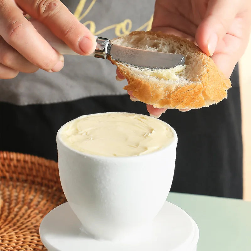 1set Ceramic butter jar with lid, butter cup, household cheese preservation storage jar, Western-style butter box, gift