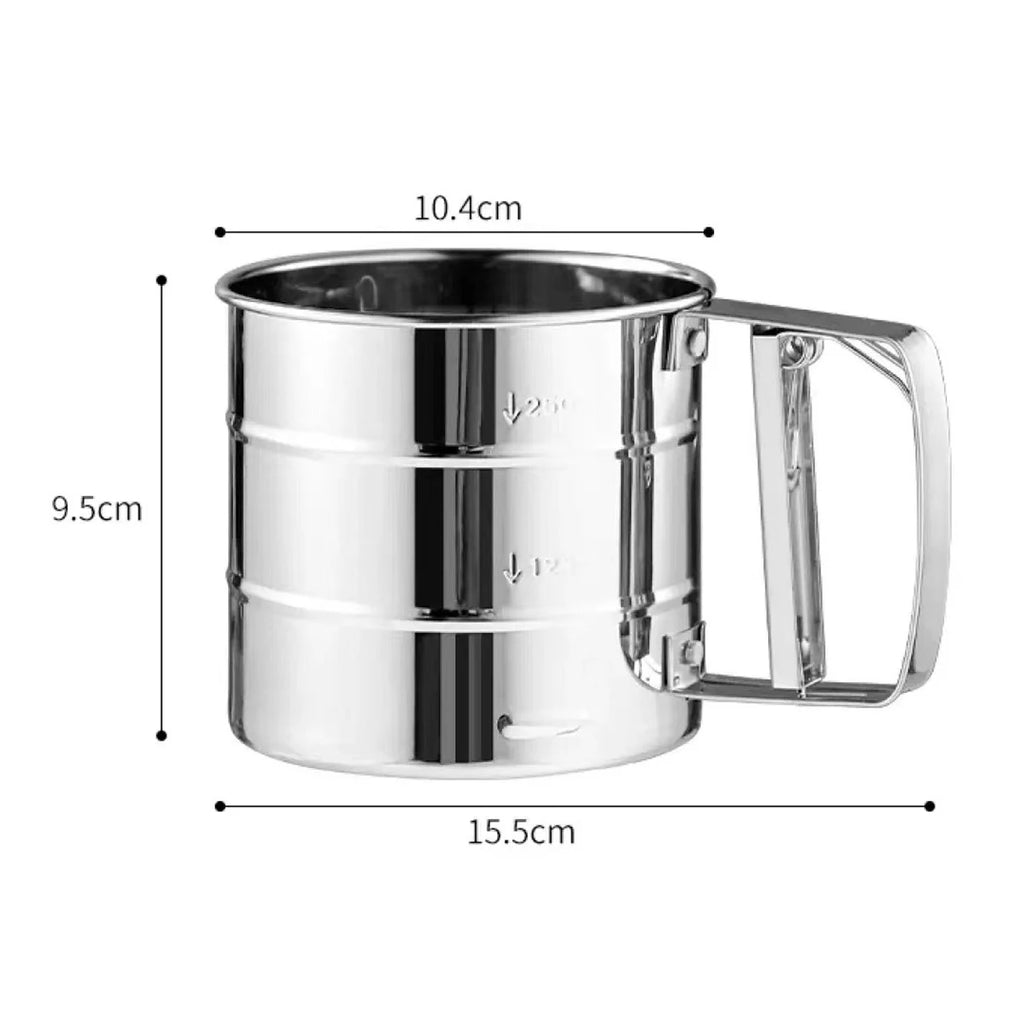 Diamond Pattern Flour Sifter For Baking Powder Sugar Shaker With Hand Press Design Fine Mesh Stainless Steel Flour Sifter Sieve