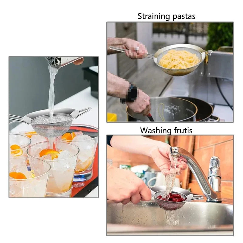 Stainless Steel Sieve Fine Mesh Filter Slotted Spoon Kitchen Accessories For Cooking Baking Oil Flour Strainer Sifter