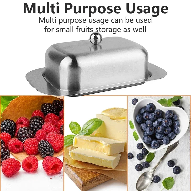 Butter Dish with Lid Stainless Steel BPA Free Storage Box for Butter Cake Bread Fruit Home Restaurant Hotel Kitchen Use