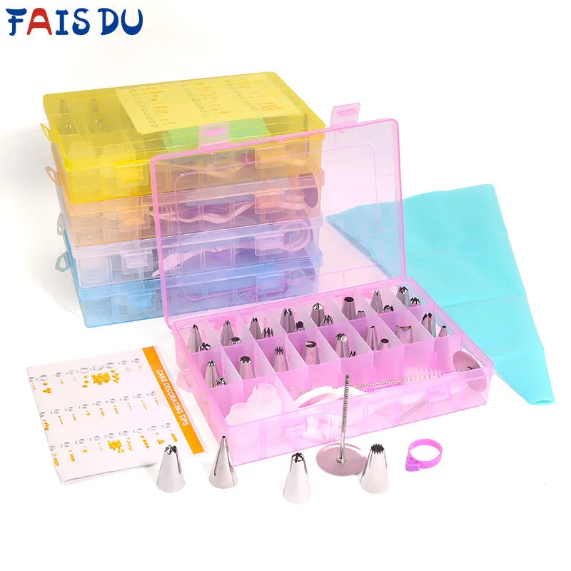 Pastry Nozzles Set With Box Stainless Steel Pastry Cream Piping Bag Cupcake Desert Cake Decorating Baking Accessories And Tools