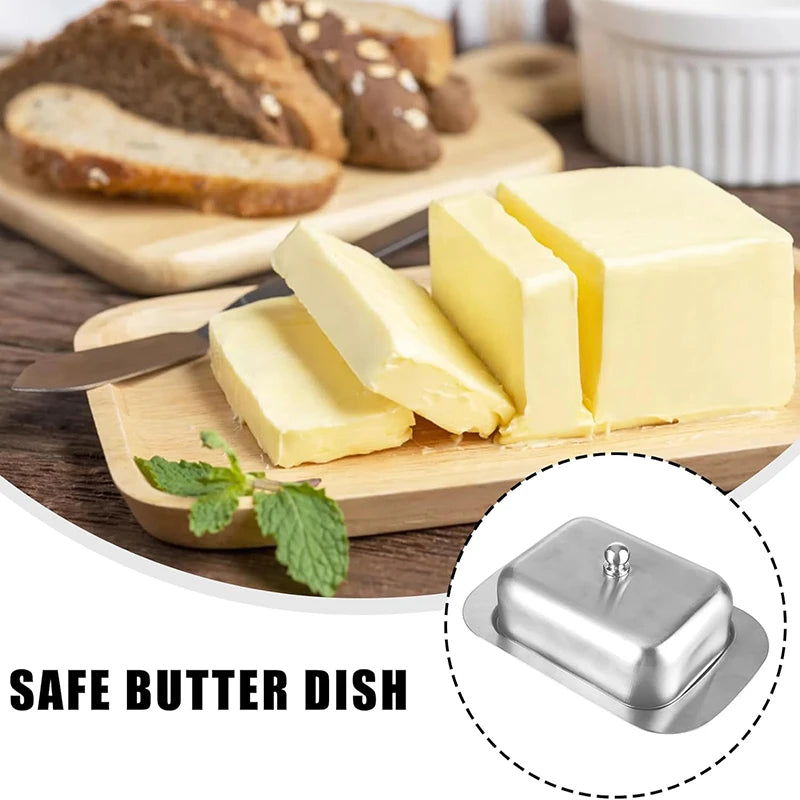 Stainless Steel Butter Dish with Lid Butter Cheese Storage Box Cheese Dish Butter Plate with Lid Butter Holder Kitchen Dinnerwar