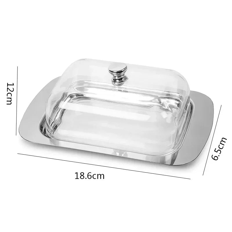 Butter Dish with Lid Stainless Steel BPA Free Storage Box for Butter Cake Bread Fruit Home Restaurant Hotel Kitchen Use