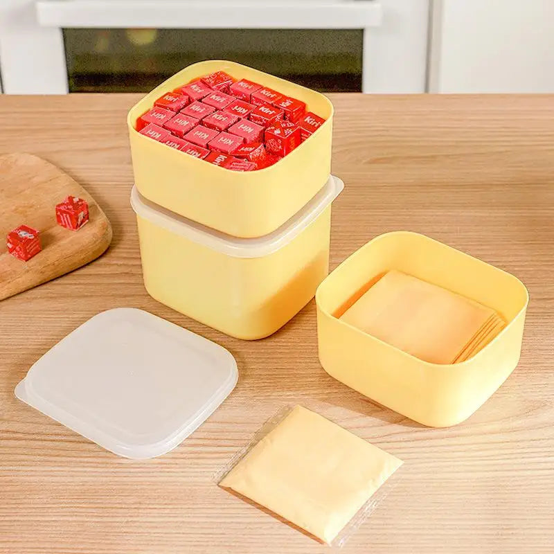 1Pc Butter Cheese Slice Holder With Lid Plastic Clear Cheese Box Sliced Cheese Container Fridge Storage Box Airtight Holder