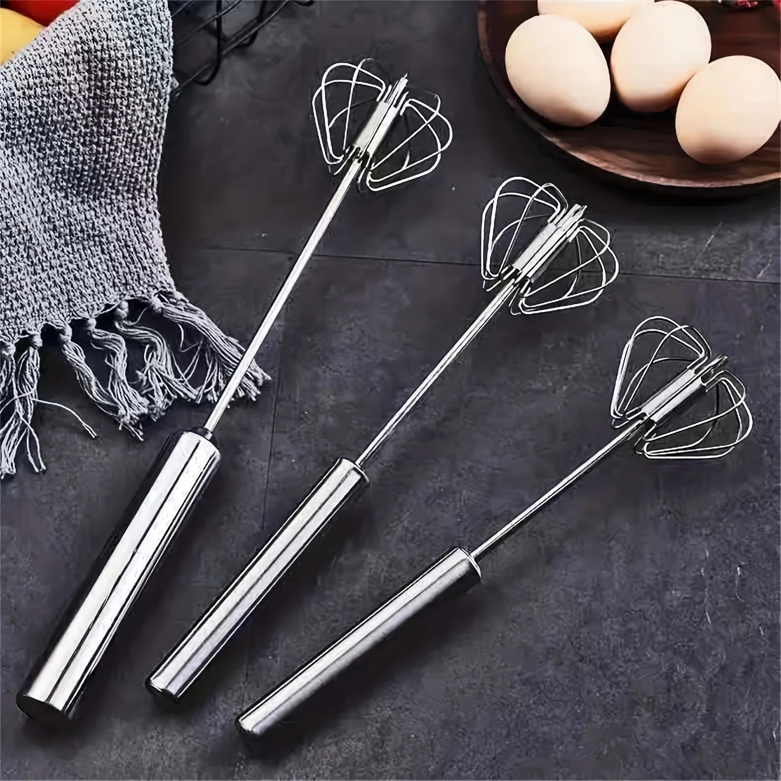 Stainless Steel Egg Beater Durable Semi-Automatic Mixer for Effortless Egg Cream Mixing Stirring and Beating for Kitchen Baking