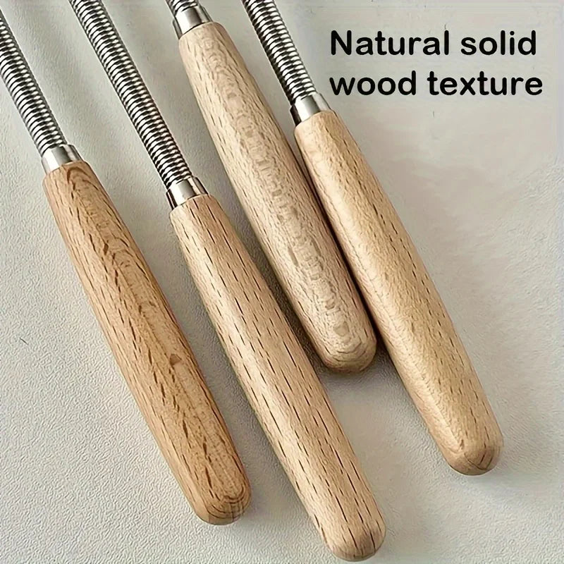 Whisk with Solid Wood Handle Kitchen Mini Stainless Steel Egg Beater Milk Whipper Whisk Wire for Blending Beating
