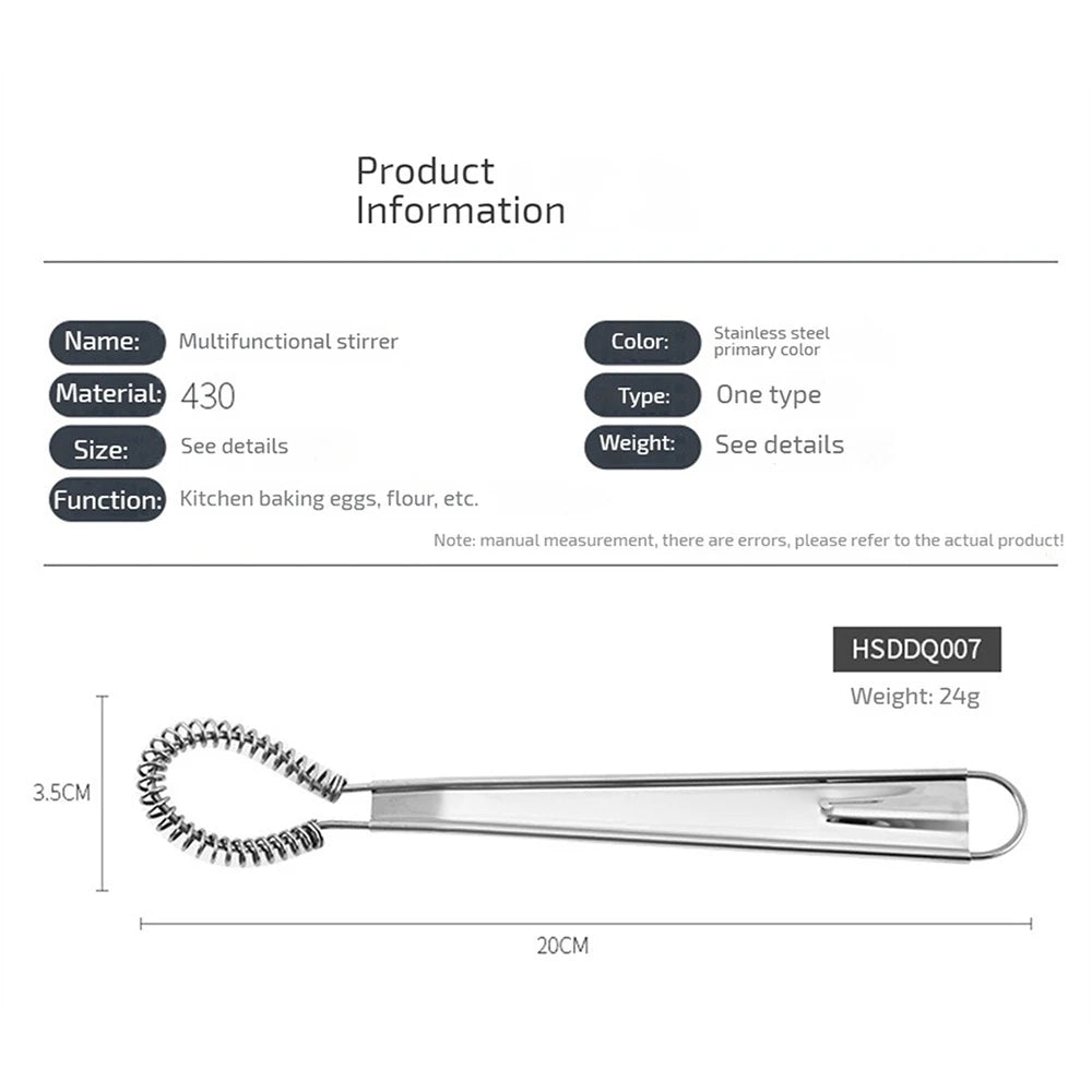 Stainless Steel Magic Hand Held Spring Whisk Mini Kitchen Eggs Sauces Mixer Spring Beater Hand Honey Cream Stir