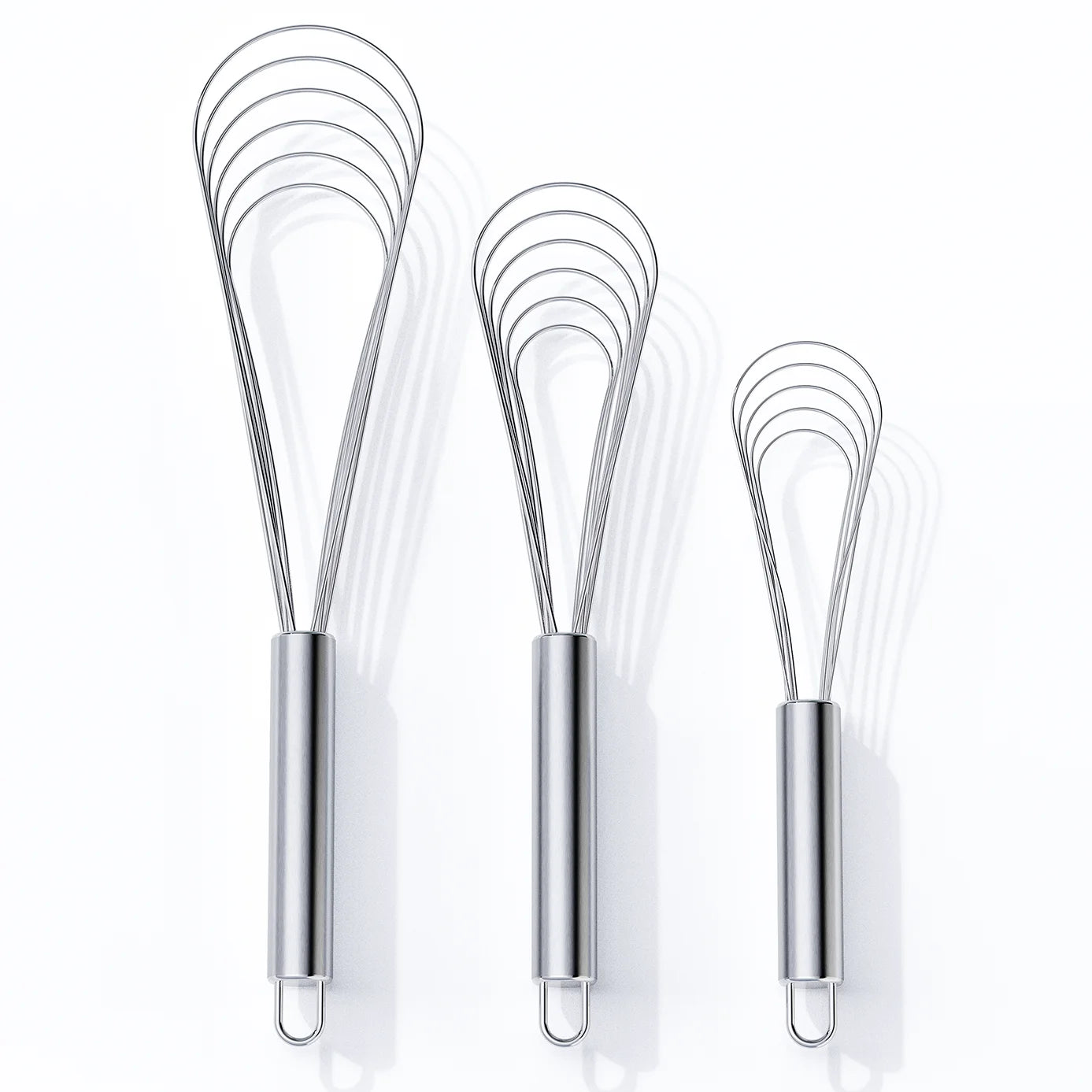 VIMACO® Flat Whisk Stainless Steel 8"10"12" Egg Utensils for Kitchen Baking Prepworks