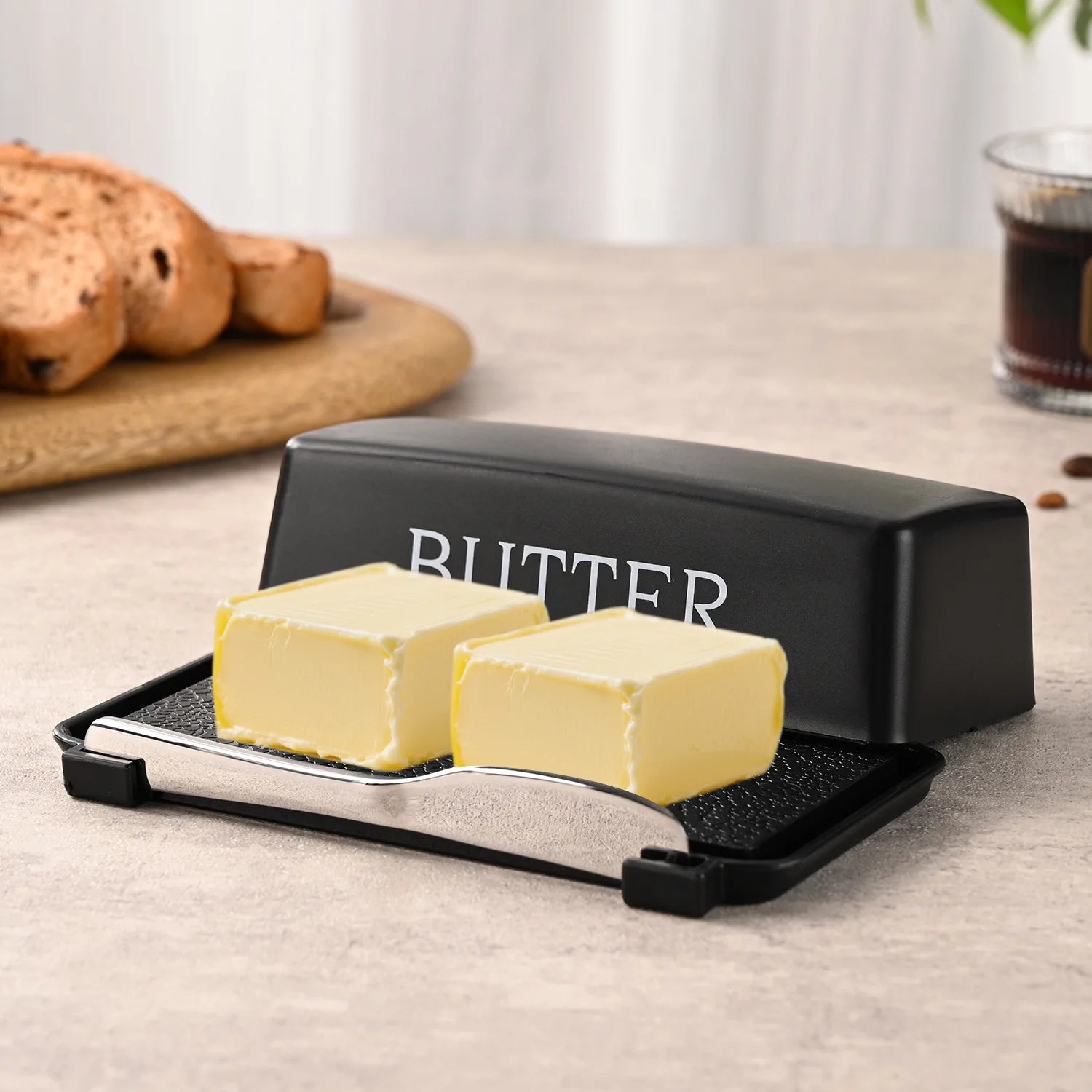 Food Grade PP Butter Container Box Restaurant Sealed Storage Box Cheese Dish with Knife Butter Slicer Butter Tableware