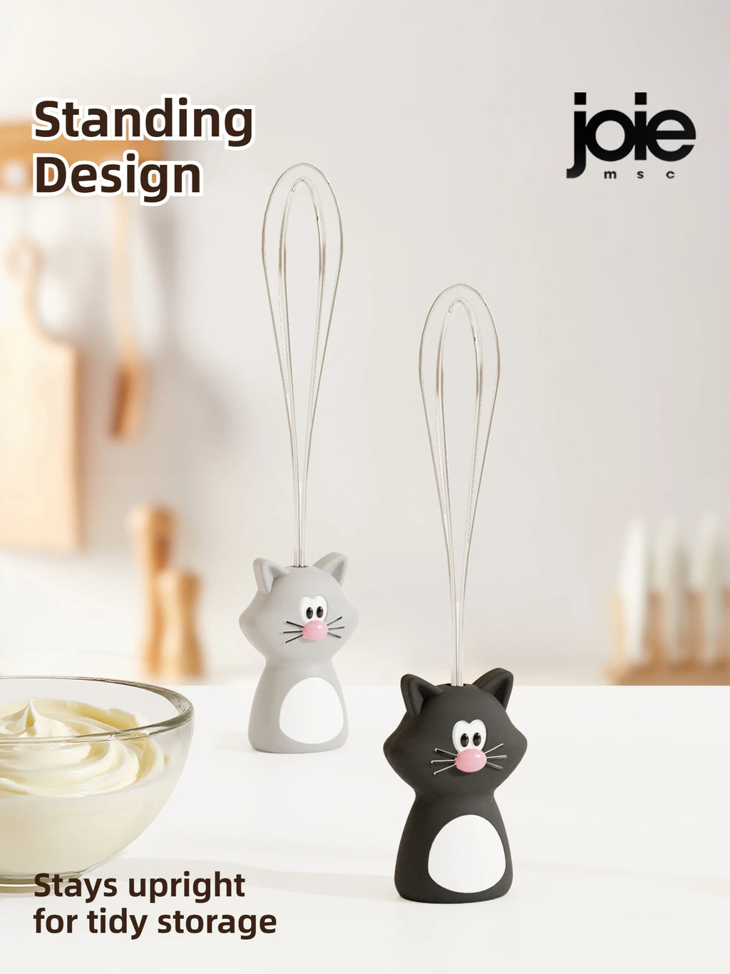 Joie Meow Little Whisk Manual Egg Beater Stainless Steel Egg Whisk Kitchen Wire Balloon Whisk Milk Egg Beater Egg Mixing Tool