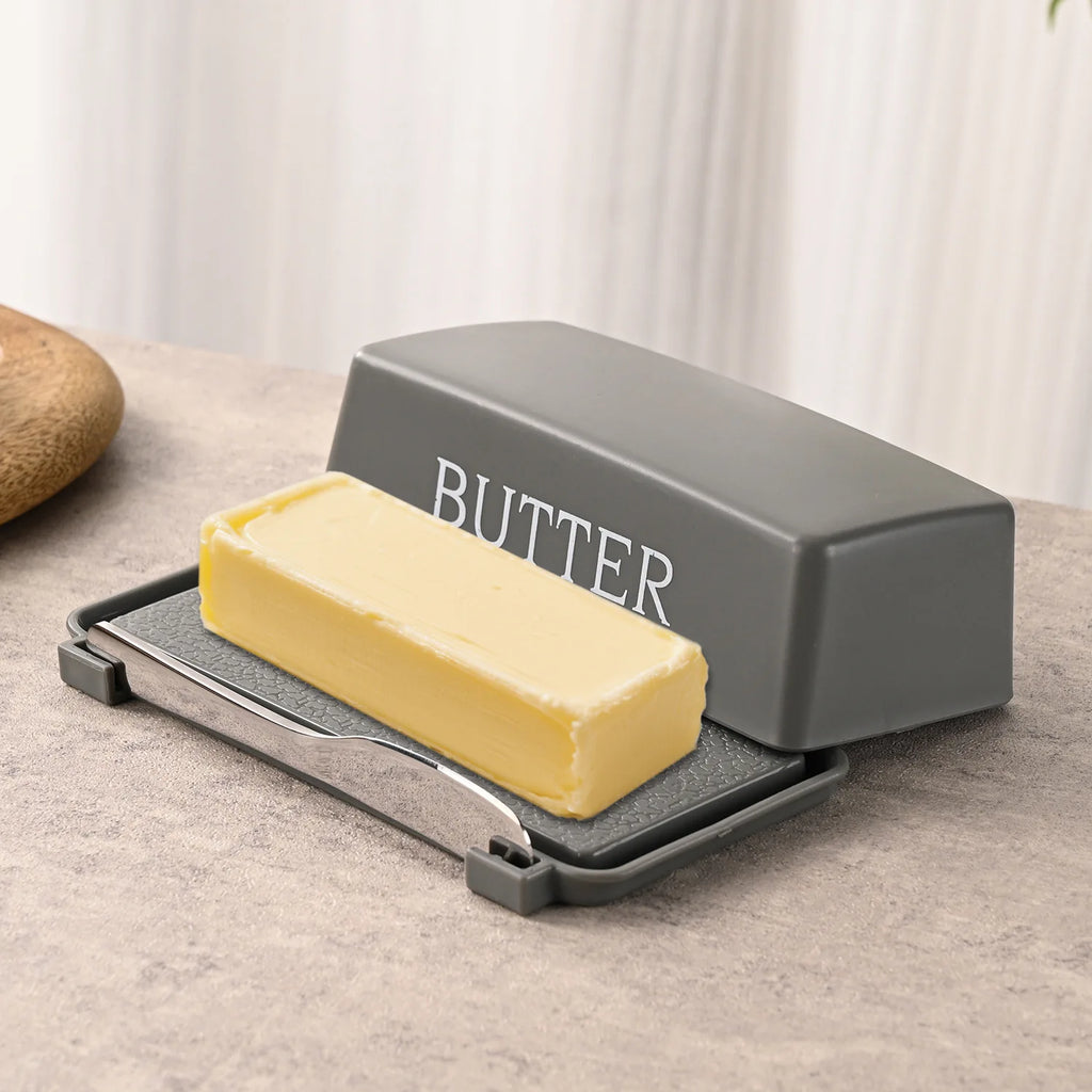 Food Grade PP Butter Container Box Restaurant Sealed Storage Box Cheese Dish with Knife Butter Slicer Butter Tableware