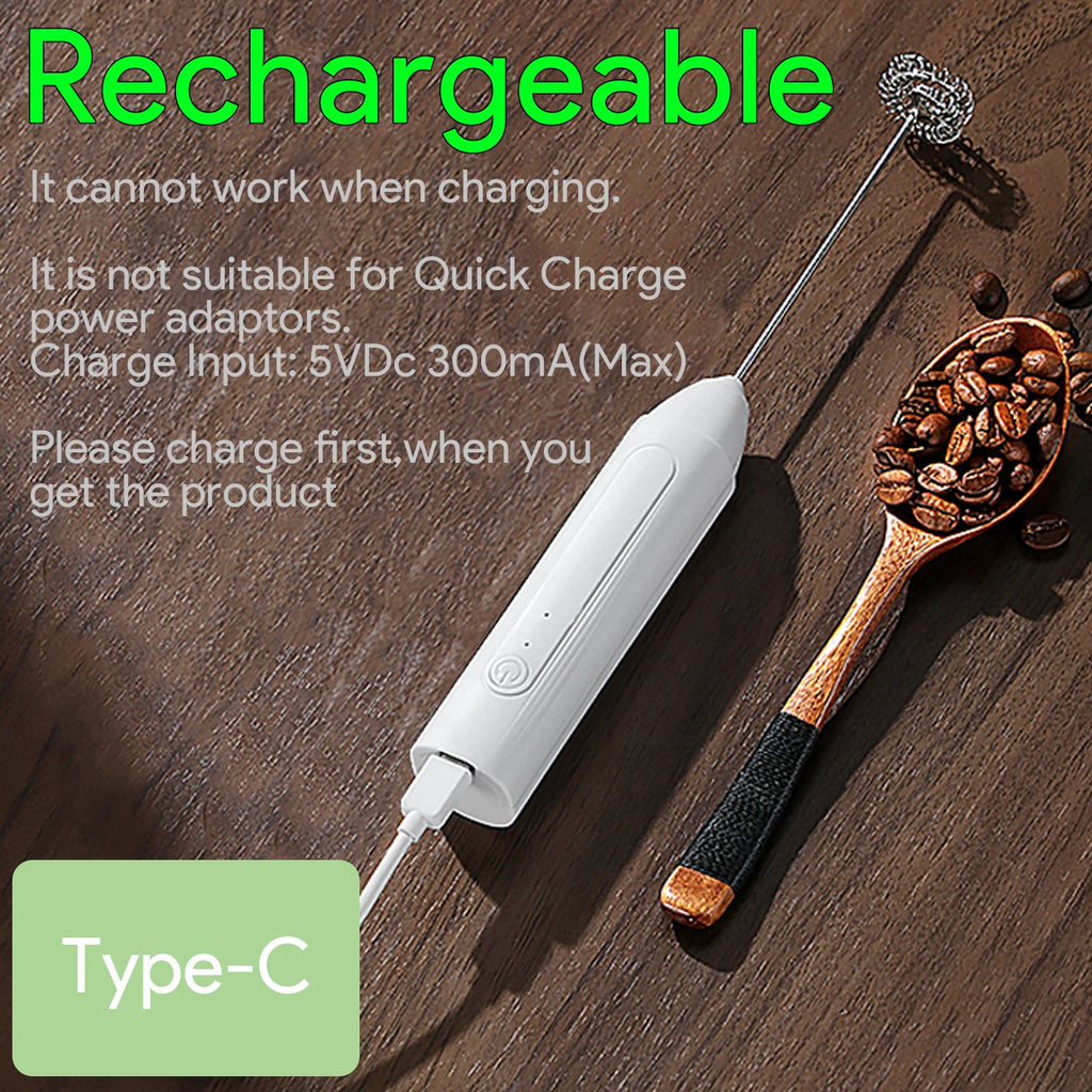 Handheld Egg Beater 3 Speeds Electric Milk Frother USB Rechargeable Foam Maker Mixer Coffee Drink Frothing Wand Foamer Kitchen