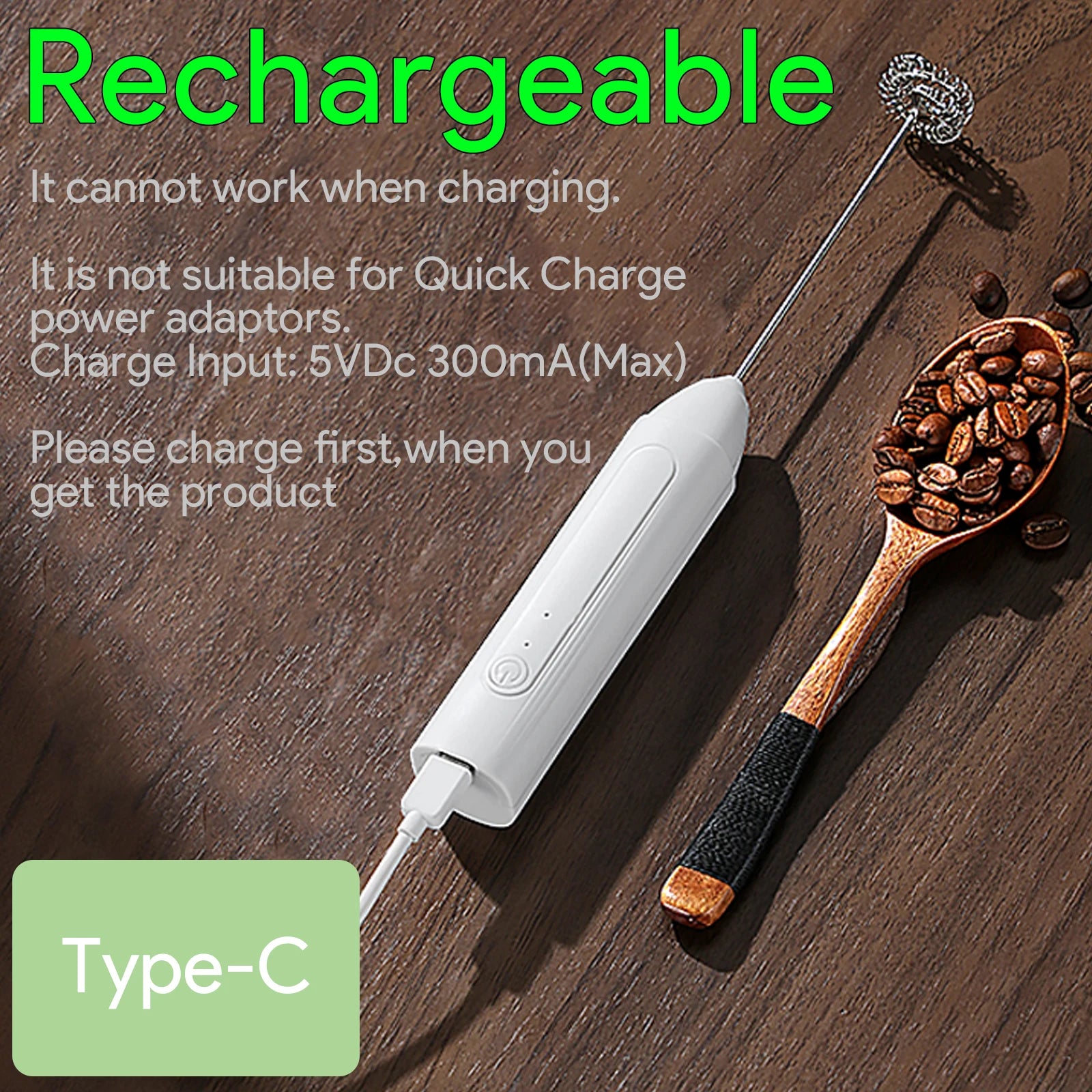Handheld Egg Beater 3 Speeds Electric Milk Frother USB Rechargeable Foam Maker Mixer Coffee Drink Frothing Wand Foamer Kitchen