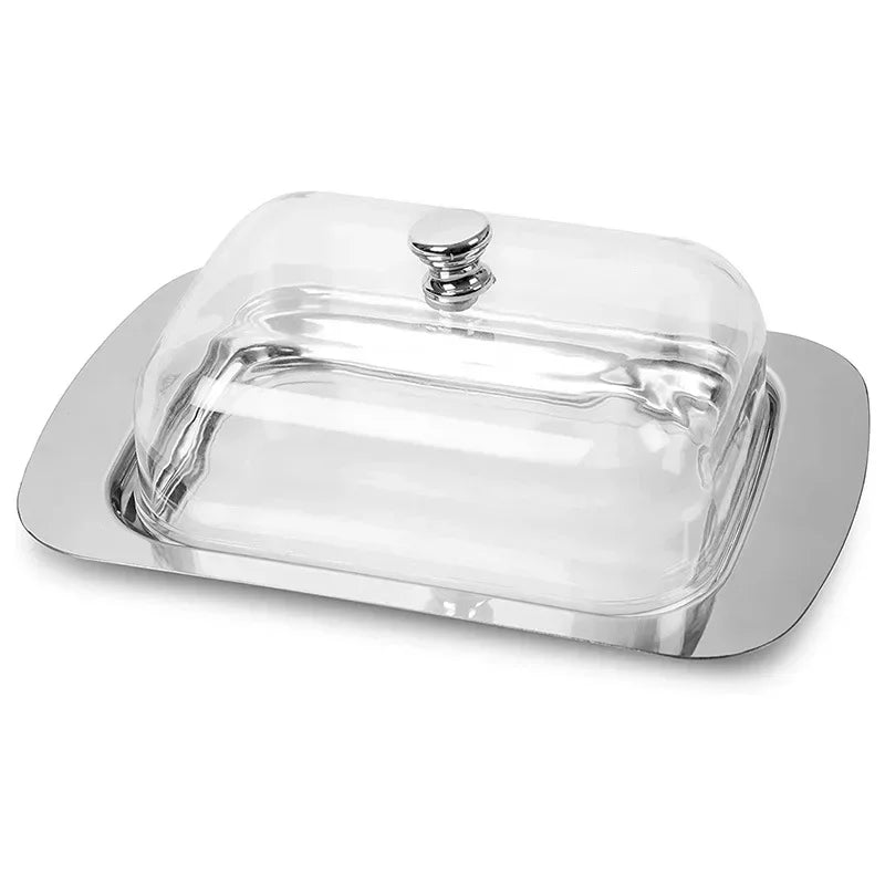 Butter Dish with Lid Stainless Steel BPA Free Storage Box for Butter Cake Bread Fruit Home Restaurant Hotel Kitchen Use