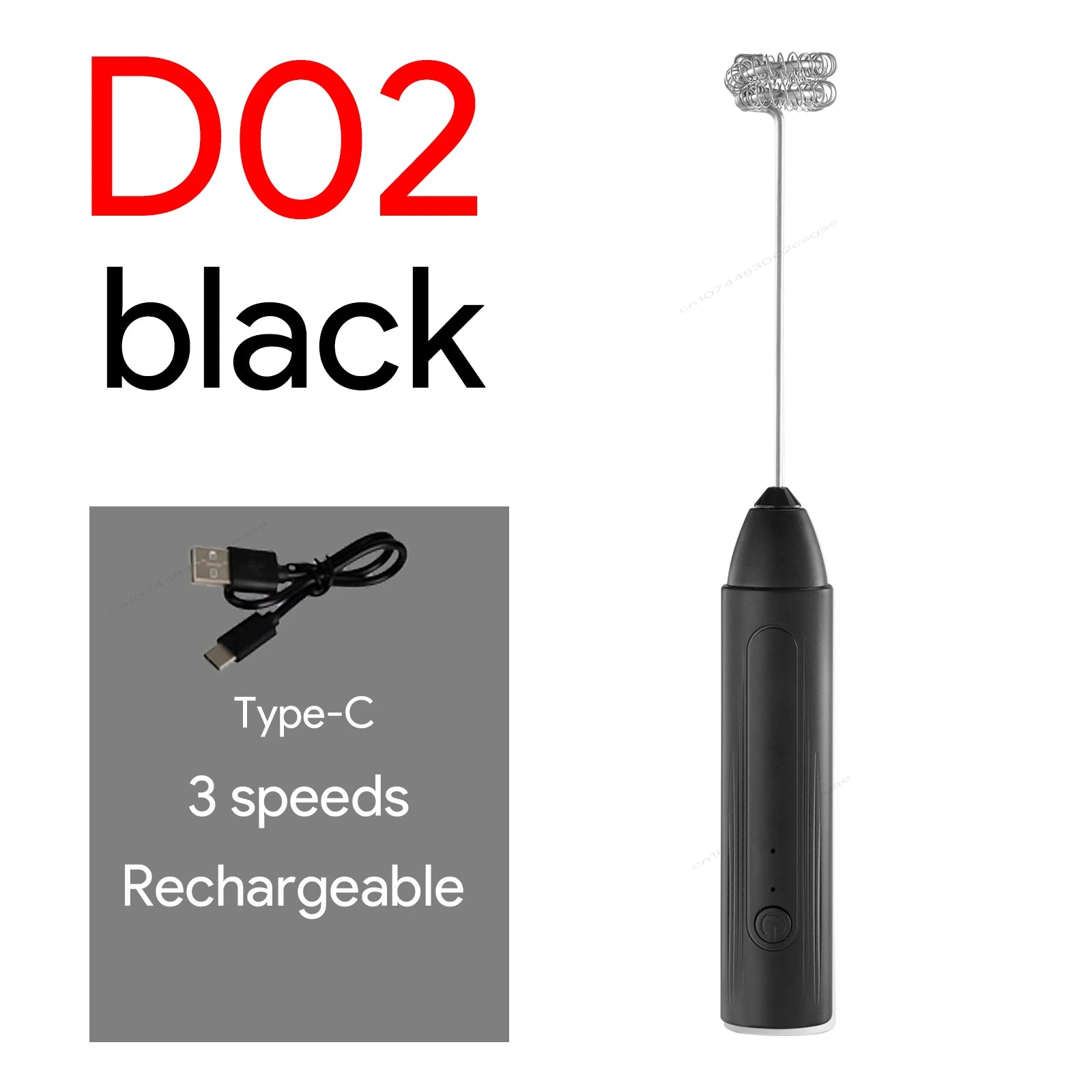 Handheld Egg Beater 3 Speeds Electric Milk Frother USB Rechargeable Foam Maker Mixer Coffee Drink Frothing Wand Foamer Kitchen