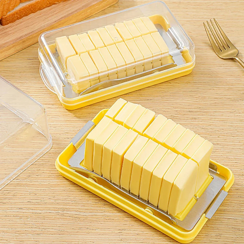 New cheese butter cutting and preservation box with lid, butter slicing knife disc, butter storage container, butter cross bowl