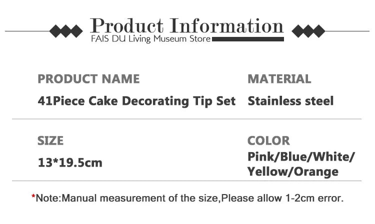 Pastry Nozzles Set With Box Stainless Steel Pastry Cream Piping Bag Cupcake Desert Cake Decorating Baking Accessories And Tools