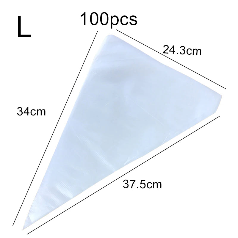 100pcs/lot Disposable Pastry Bag Transparent Plastic Household Kitchen Cake Decoration Cream DIY Tools Cookie Piping Bags TMZ