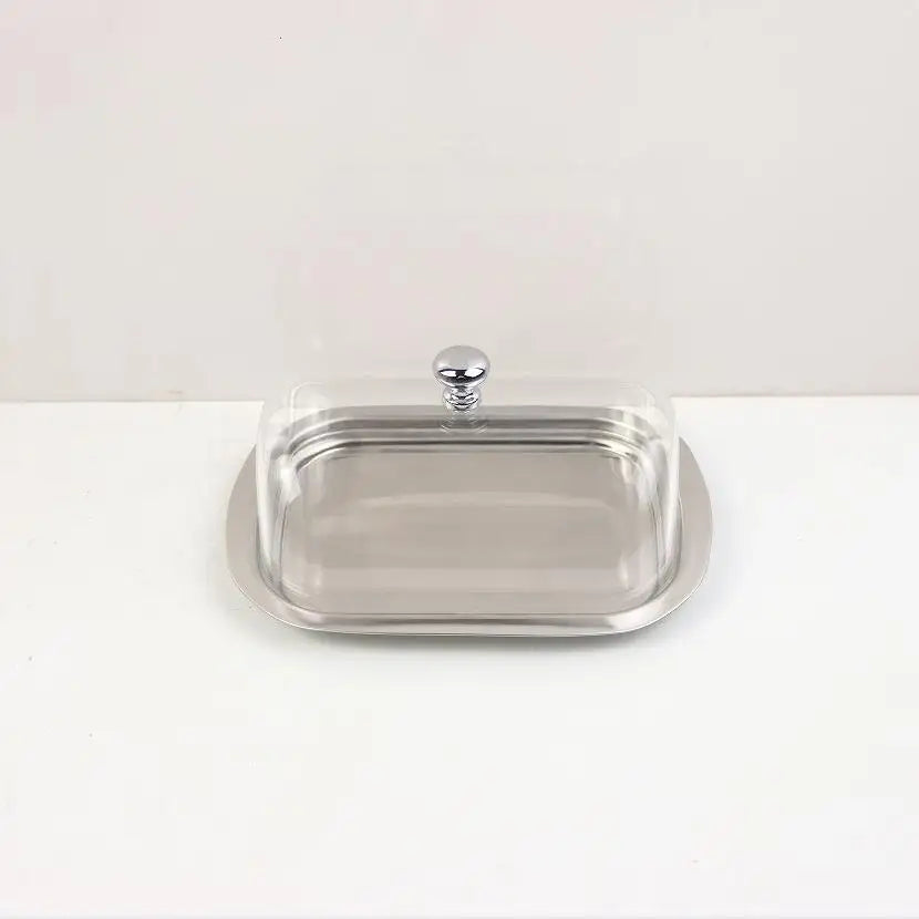 Stainless Steel Butter Storage Box Cake Bread Fruit Container Steak Salad Biscuit Serving Tray Restaurant Hotel Kitchen Dish