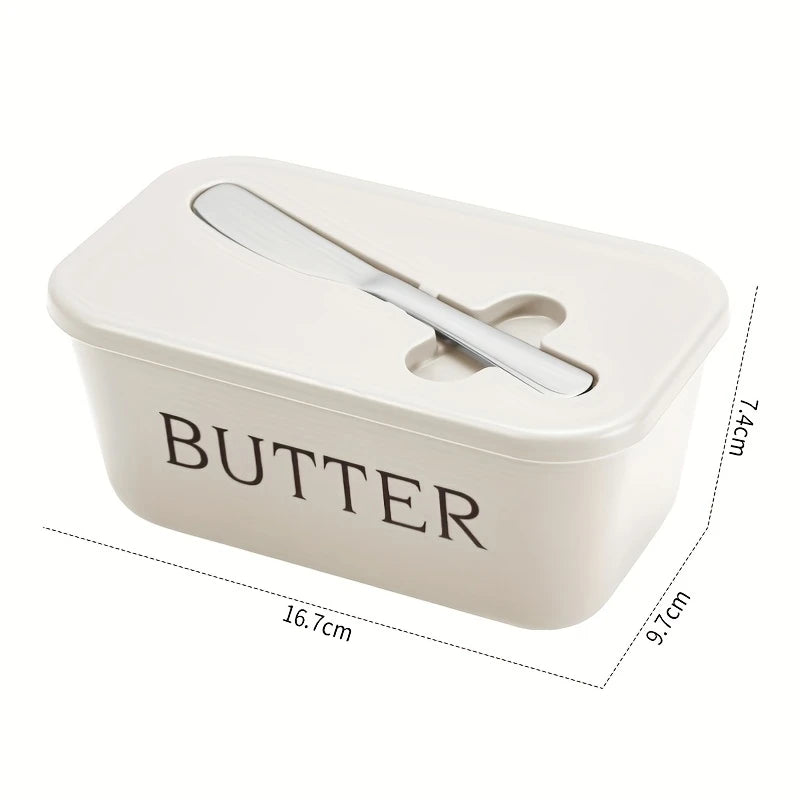 Butter Container Box with Knife Simple Restaurant Sealed Storage Box Cheese Box with Knife Butter Slicer Butter Dish Tableware