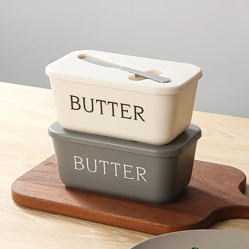 Butter Container Box with Knife Simple Restaurant Sealed Storage Box Cheese Box with Knife Butter Slicer Butter Dish Tableware