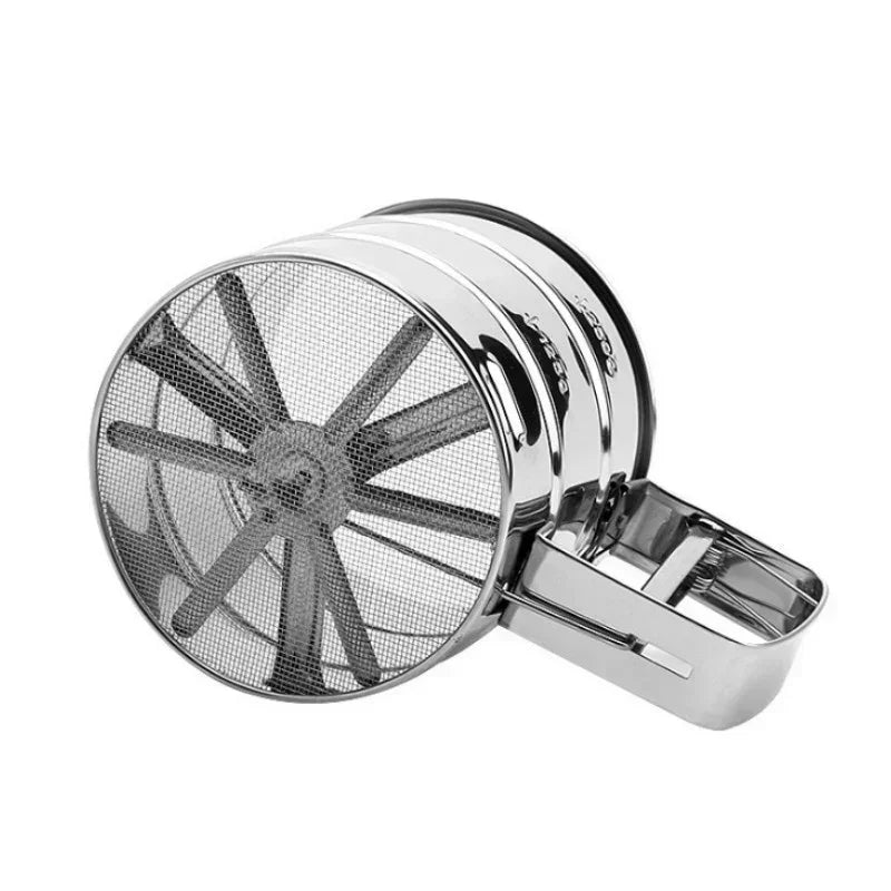 Stainless Steel Hand Press Semi-automatic Sugar Flour Sieve Household Baking Tool Sieve With Scale Powder Sifter Sieve