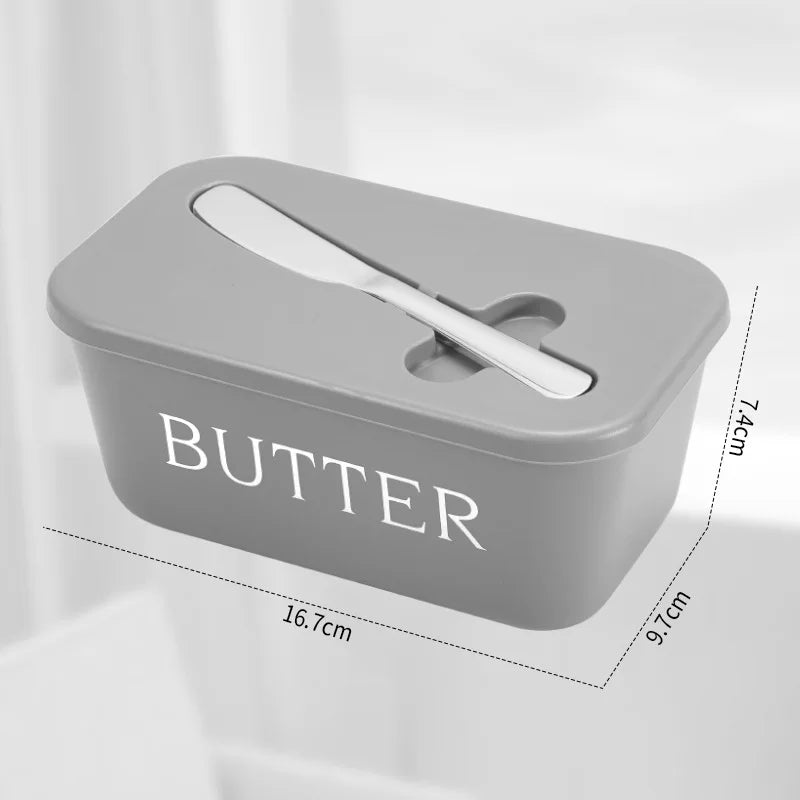 Butter Container Food Grade PP Box Restaurant Sealed Storage Box Cheese Dish with Knife Butter Slicer Butter Tableware
