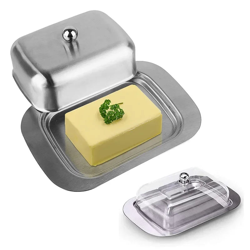 Butter Dish with Lid Stainless Steel BPA Free Storage Box for Butter Cake Bread Fruit Home Restaurant Hotel Kitchen Use