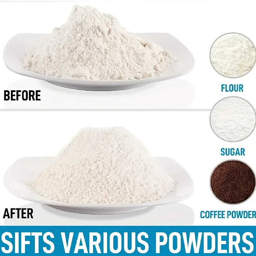 Fine Mesh Flour Sifter with Handl Stainless Steel Filter Sieve for Baking Sugar Coffee Powers Semi-automatic Manual Kitchen Tool