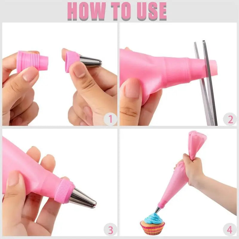Piping Bags and Tips Set Cake DIY Decorating Kit with Stainless Steel Nozzle Reusable Silicone Pastry Cake Decorating Tools
