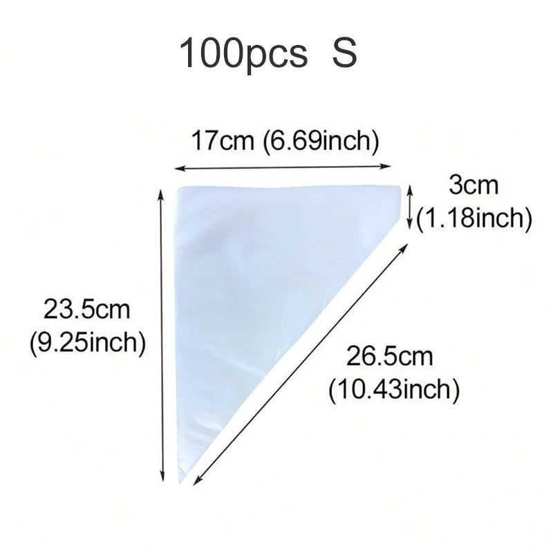 100~300pcs Disposable Pastry Bags Household Kitchen Baking Products Cake and Cookie Decoration DIY Triangle Piping Bag TMZ
