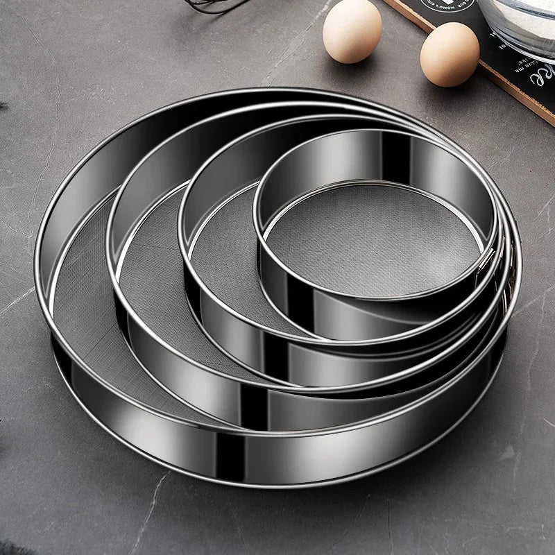 1pc 40/60 mesh Kitchen Ultrafine Mesh Flour Sifter Professional Round Sieve Stainless Steel Sugar Sieve Cake Baking Strainer