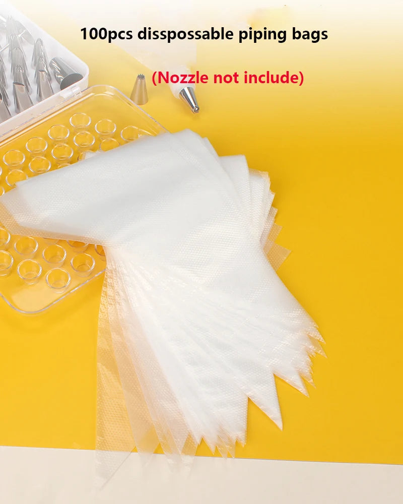 100PCS Disposable Pastry Bags PO Anti-burst Cake Cream Decoration Icing Piping Bag Biscuit Cupcake Decorating Tools For Baking