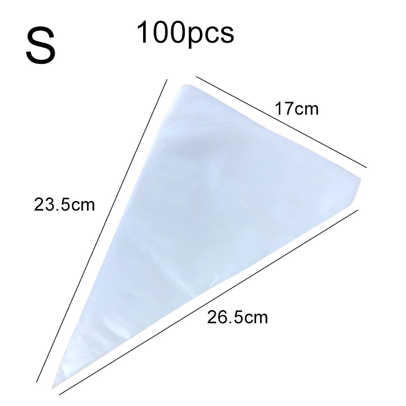 100pcs/lot Disposable Pastry Bag Transparent Plastic Household Kitchen Cake Decoration Cream DIY Tools Cookie Piping Bags TMZ