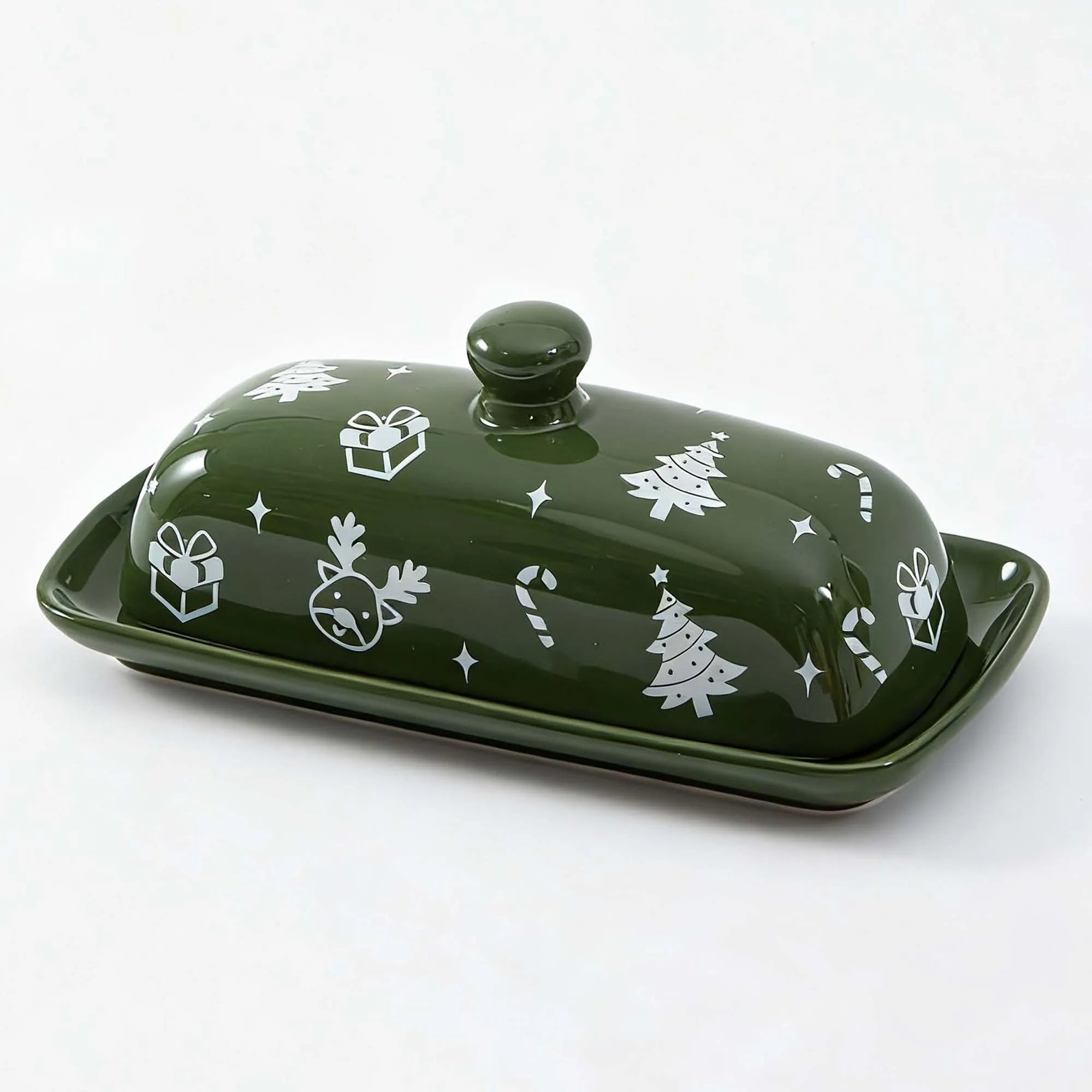 1PC Christmas Ceramic Butter Dish Multi-Functional Creative Storage Container for Cheese And Fresh Spreadable Butter Home Use