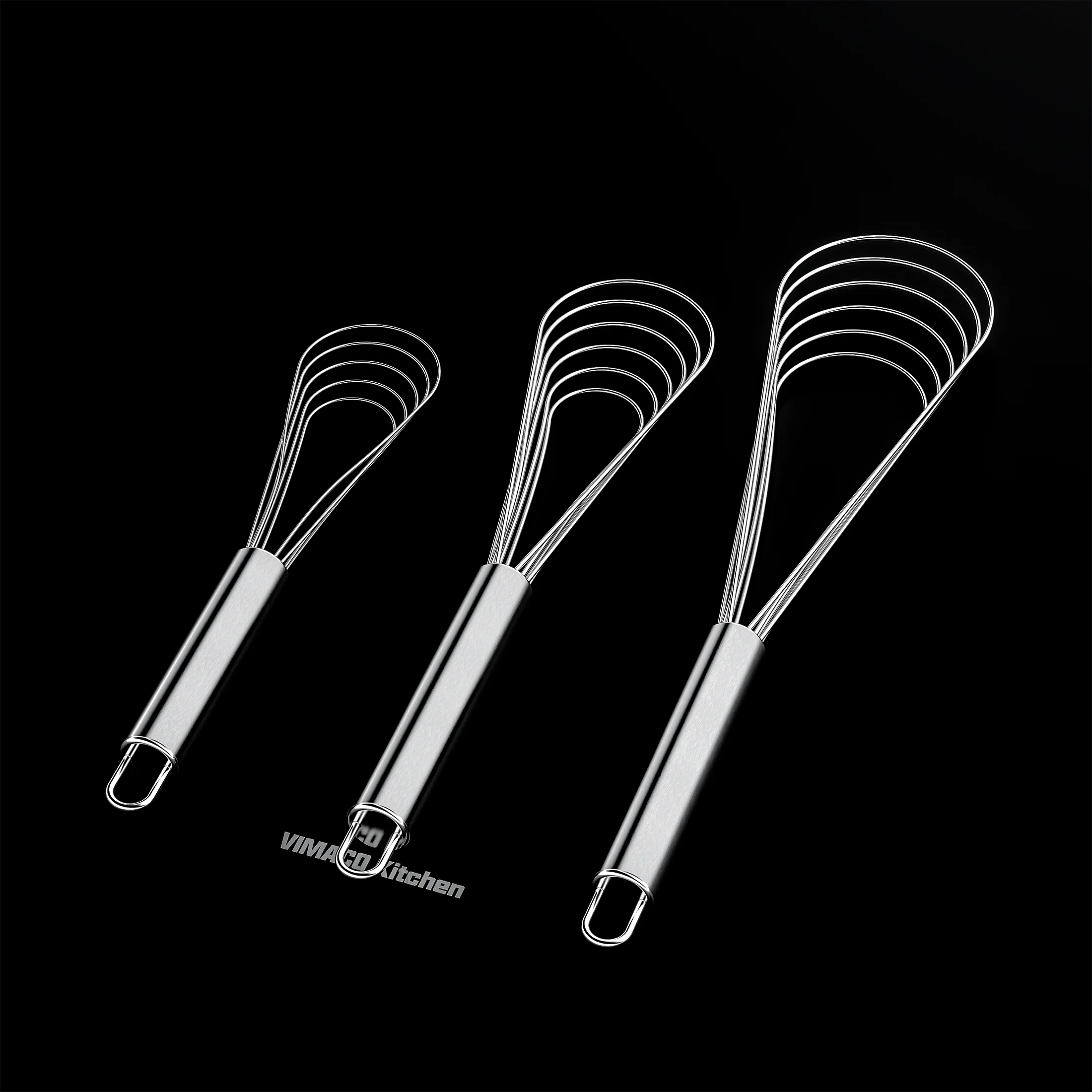 VIMACO® Flat Whisk Stainless Steel 8"10"12" Egg Utensils for Kitchen Baking Prepworks