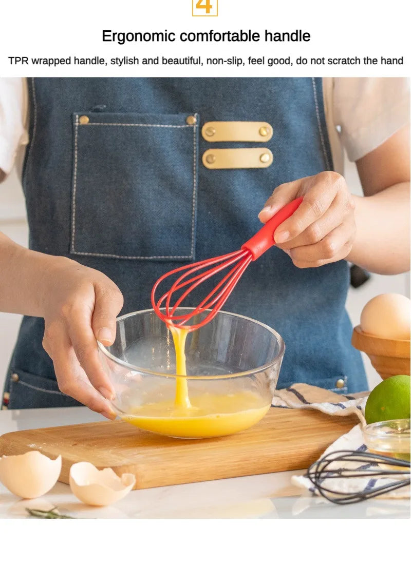 1PCs silicone small size egg beater manual cream egg small stirring rod mini egg-whisk baking tool