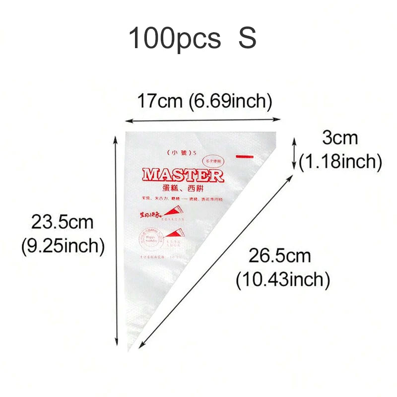 100~300pcs Disposable Pastry Bags Household Kitchen Baking Products Cake and Cookie Decoration DIY Triangle Piping Bag TMZ