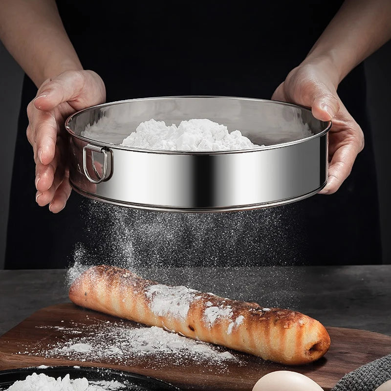 1pc 40/60 mesh Kitchen Ultrafine Mesh Flour Sifter Professional Round Sieve Stainless Steel Sugar Sieve Cake Baking Strainer