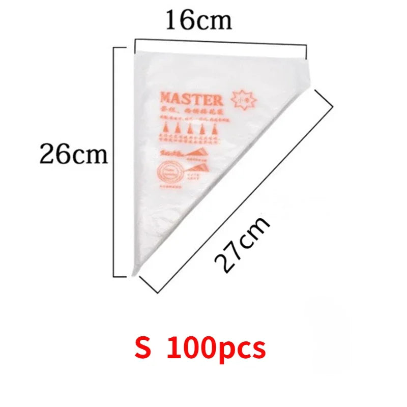 100/50/20 PCS S/M/L Disposable Pastry Bag Cake Cream Decorating Bag Icing Kitchen Baking Piping Bag Pastry Tip Tool Cake Tools