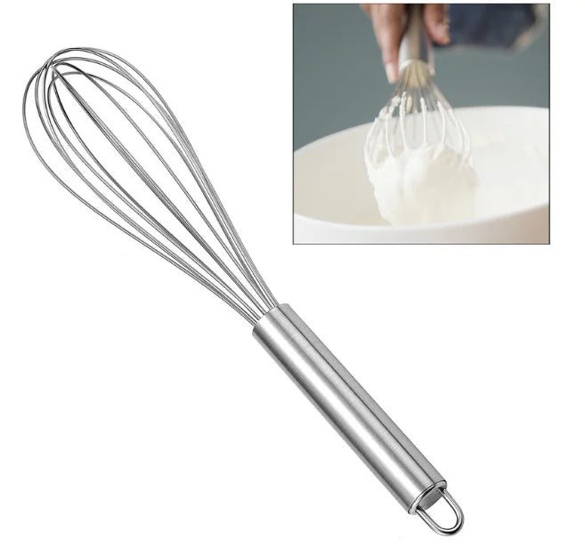 10-inchManual Egg Beater Stainless Whisk Kitchen Wire Balloon Whisk Milk Egg Beater Egg Mixing Mixer Tools