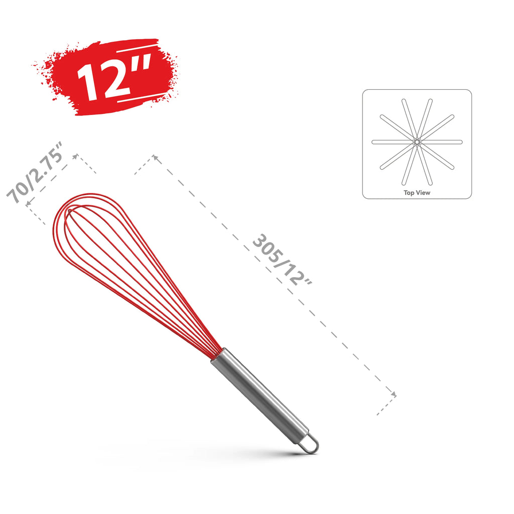 VIMACO® Balloon Whisk Stainless Steel 304 18/8 Wire Beater 8"10"12" Kitchen Cooking Tool  No-Stick for Egg
