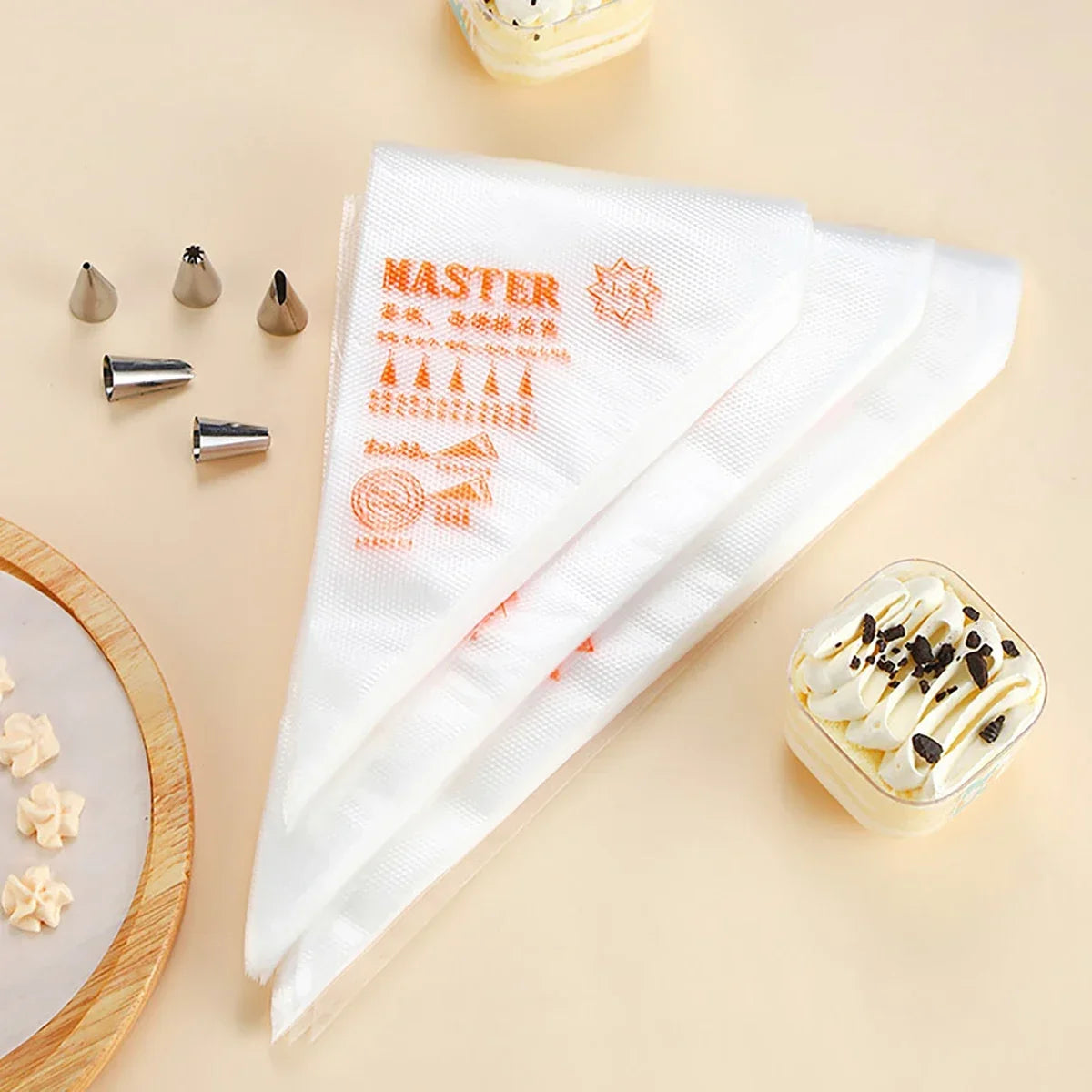 100 PCS Thick Disposable Pastry Bags DIY Cake Cream Decoration Piping Bag Icing Bag Baking Supplies Pastry Sleeves
