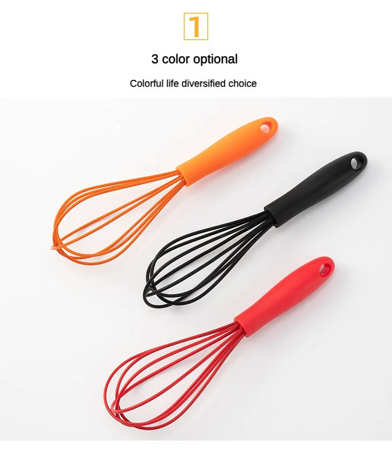 1PCs silicone small size egg beater manual cream egg small stirring rod mini egg-whisk baking tool