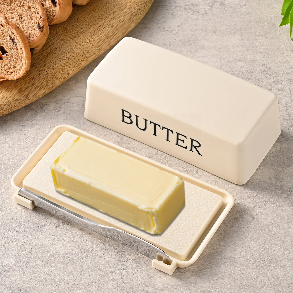 Food Grade PP Butter Container Box Restaurant Sealed Storage Box Cheese Dish with Knife Butter Slicer Butter Tableware