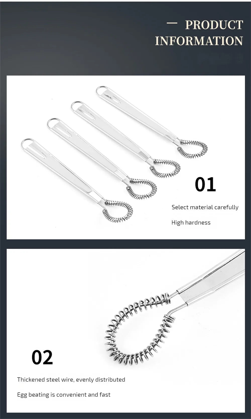 Stainless Steel Magic Hand Held Spring Whisk Mini Kitchen Eggs Sauces Mixer Spring Beater Hand Honey Cream Stir