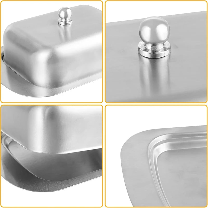 Stainless Steel Butter Dish with Lid Butter Cheese Storage Box Cheese Dish Butter Plate with Lid Butter Holder Kitchen Dinnerwar