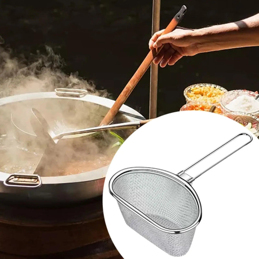 Noodles Strainer Stainless Steel Food Colander Sifter Fry Basket Spaghetti Strainer Spoon for Cooking Camping Noodles Pasta